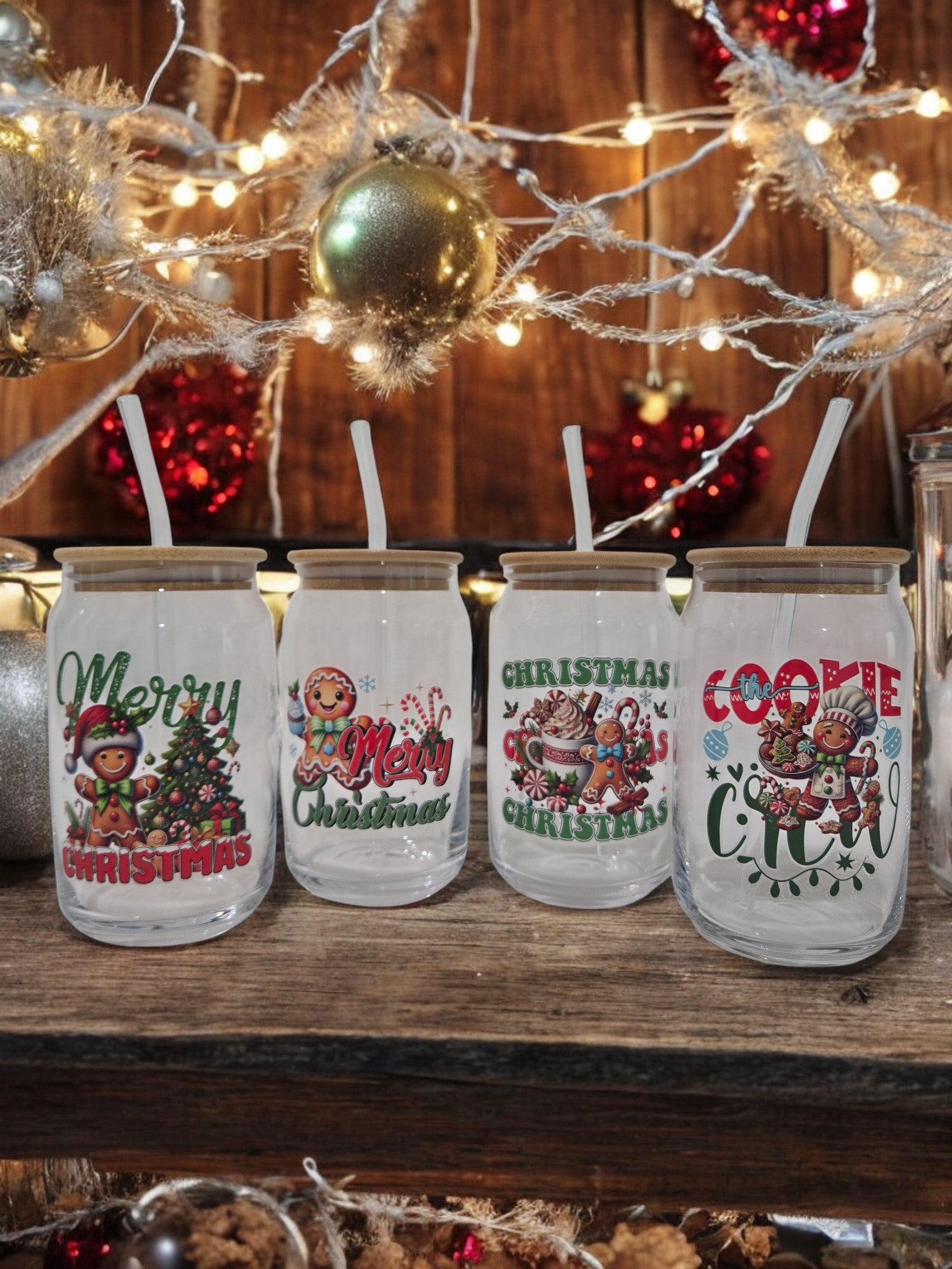 Christmas Glass Cup, 17.58 oz, Gingerbread man "Gingerbread Spice and Everything Nice"