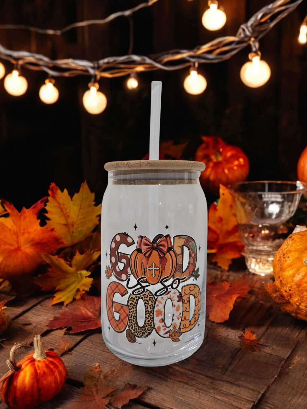 Fall Glass Cup, 17.58 oz, "God Says You are..."