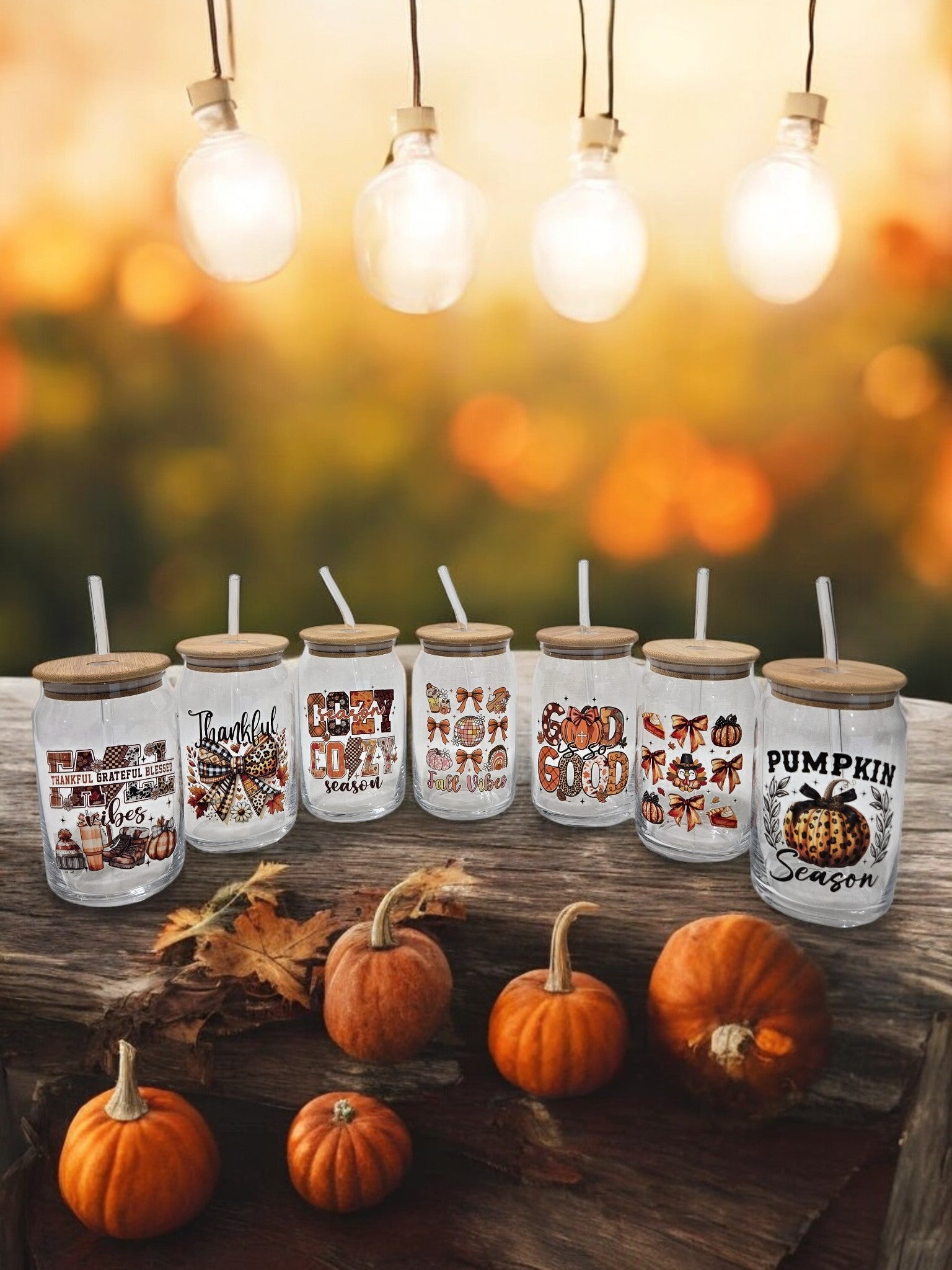 Fall Glass Cup, 17.58 oz with "Cozy Season, Cozy Season" design