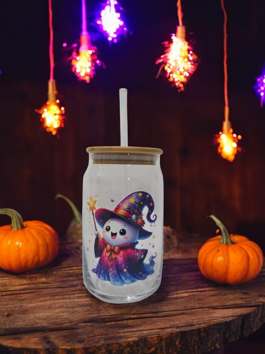 Halloween Glass cup, 17.58 oz, Ghost Merlin