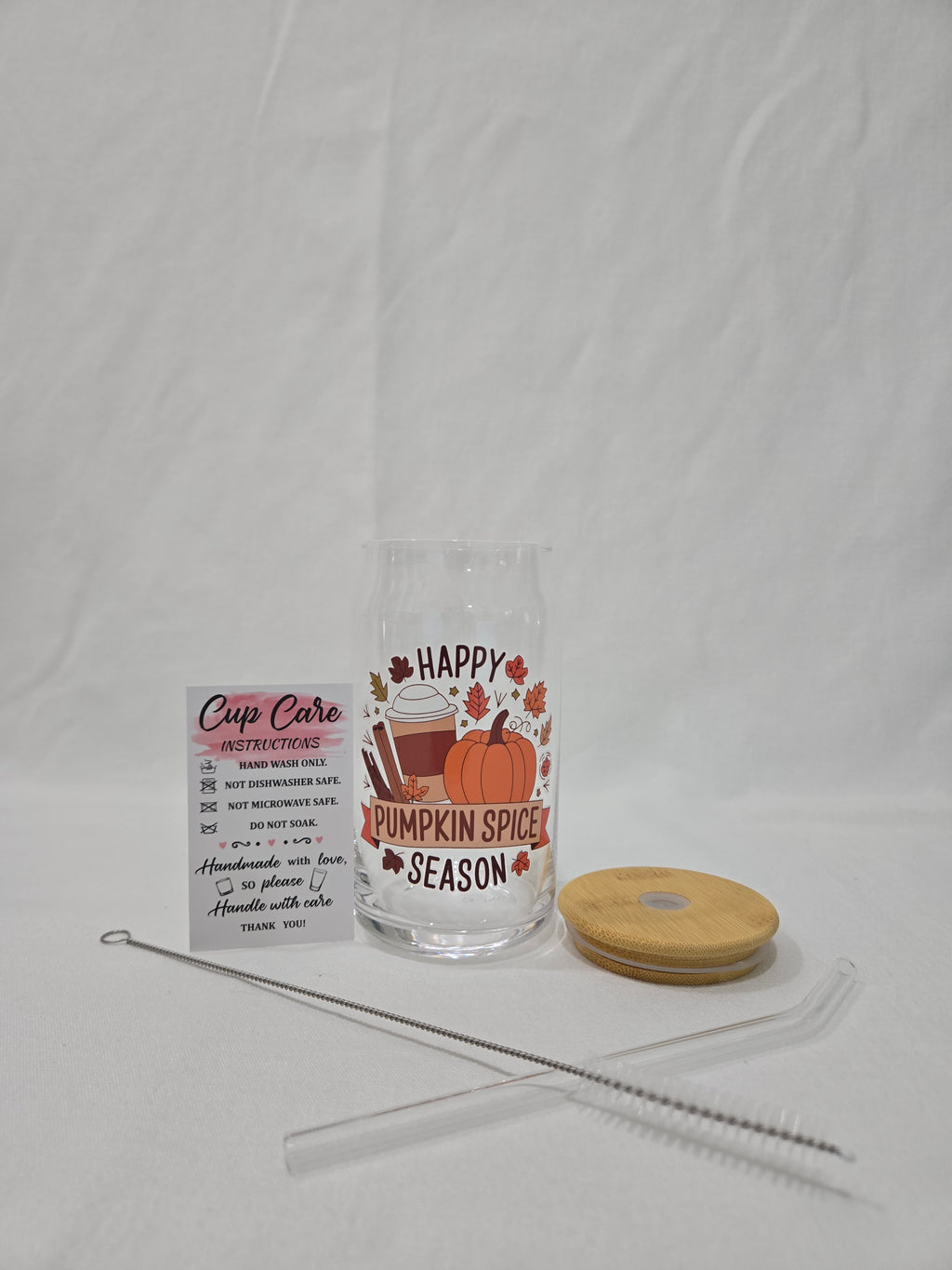 Fall Glass Cup, 17.58 oz, "Happy Pumpkin Spice Season"