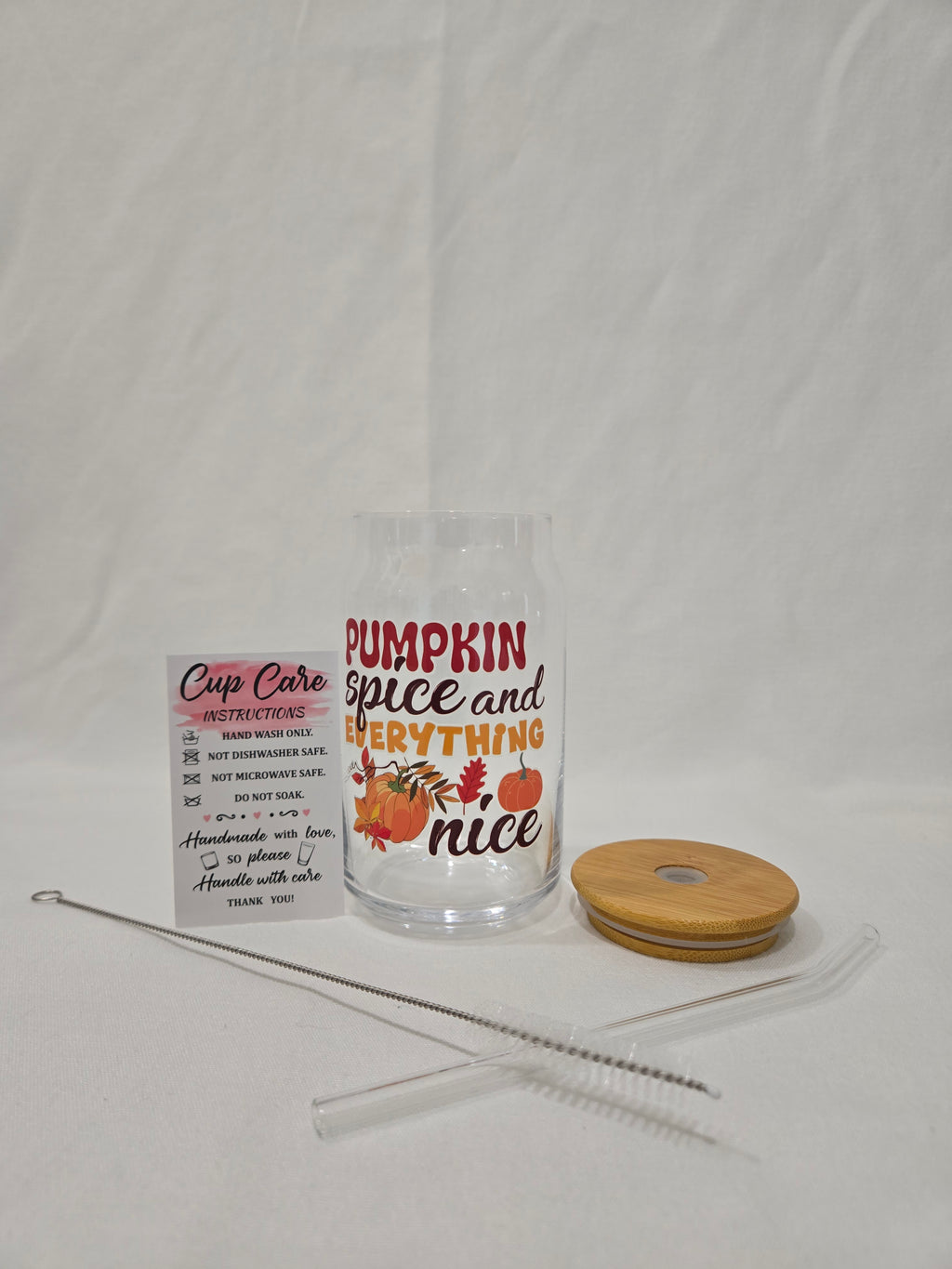 Fall Glass Cup, 17.58 oz, "Pumpkin Spice and Everything Nice"