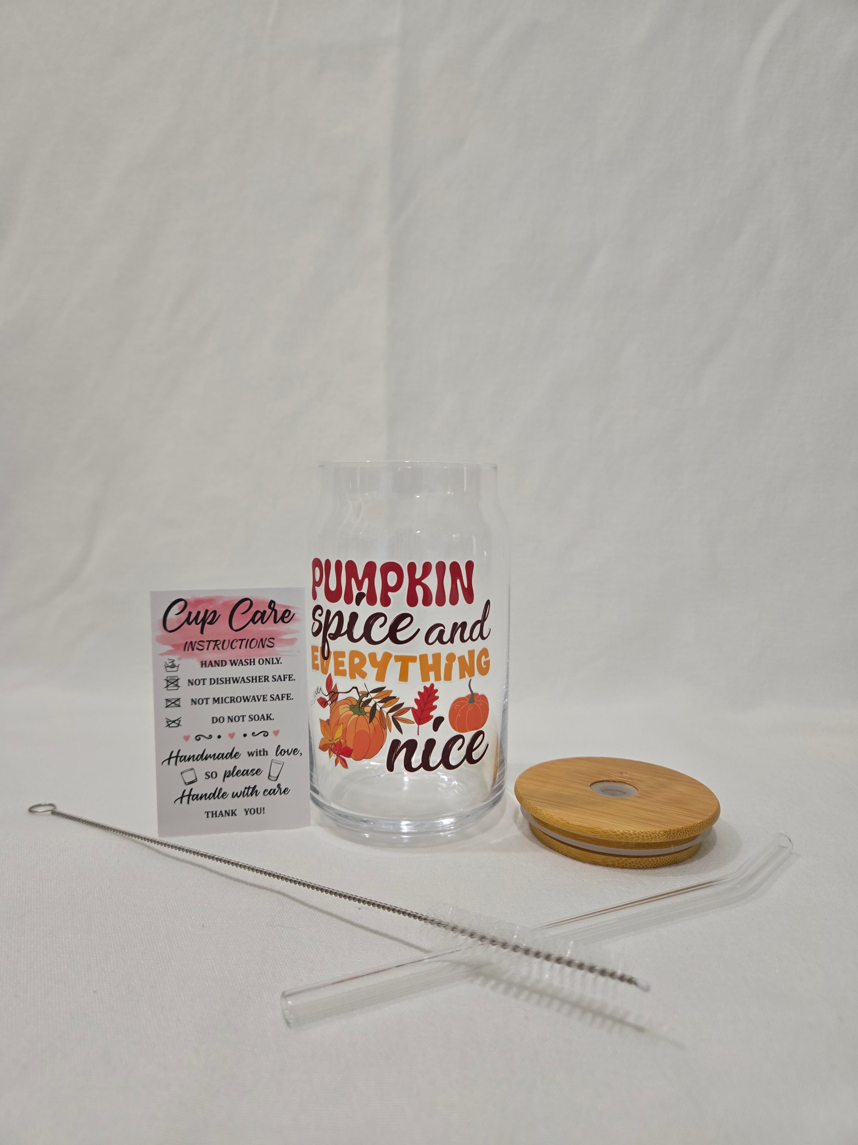 Fall Glass Cup, 17.58 oz, "Pumpkin Spice and Everything Nice"