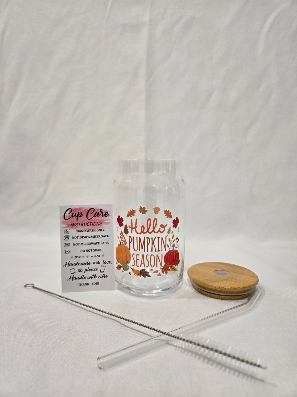 Fall Glass Cup, 17.58 oz, "Hello Pumpkin Season"