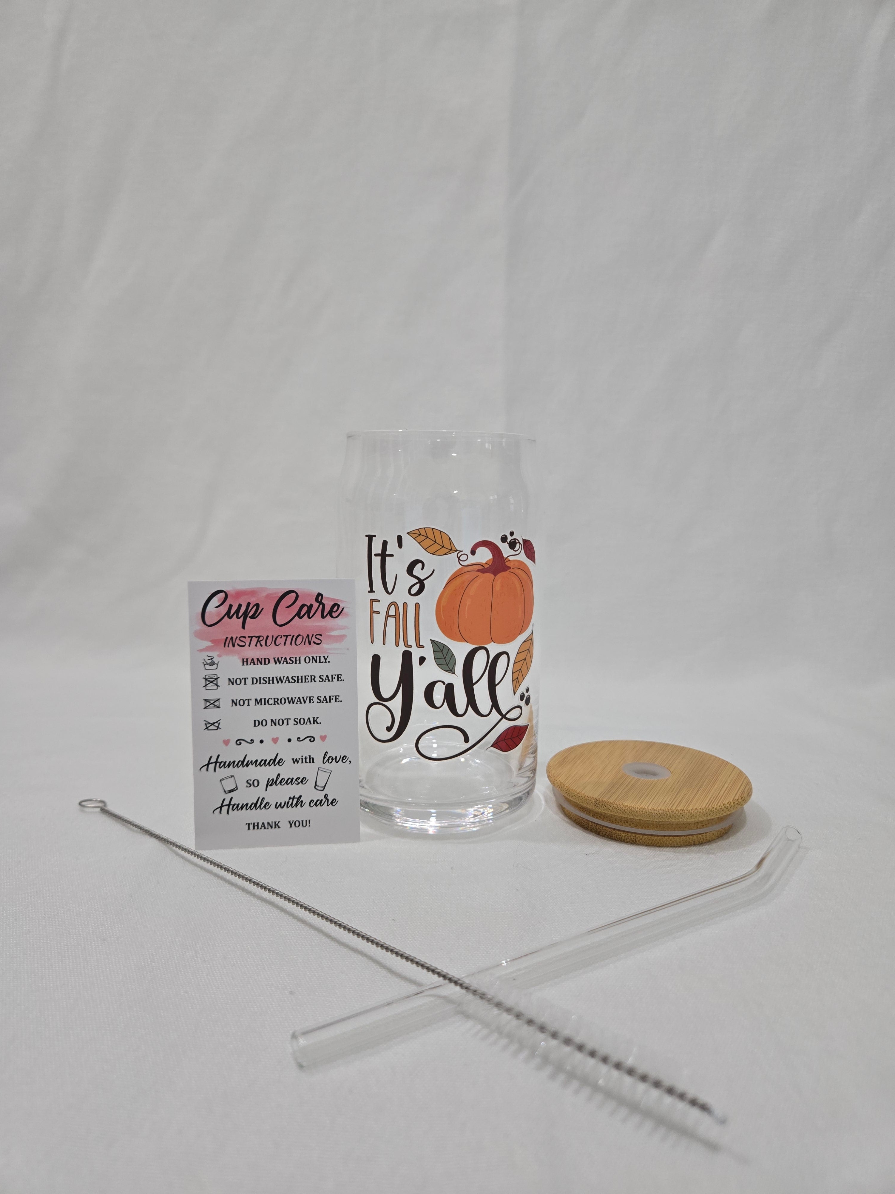 Fall Glass Cup, 17.58 oz, "It's Fall Y'All"