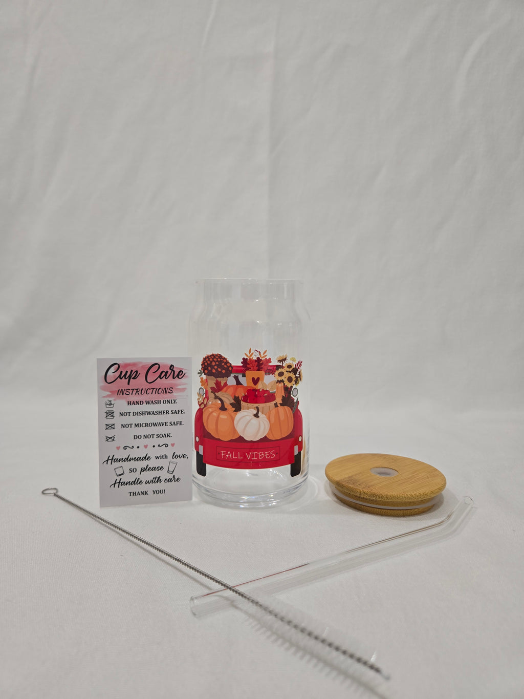 Fall Glass Cup, 17.58 oz, "Fall Vibes"