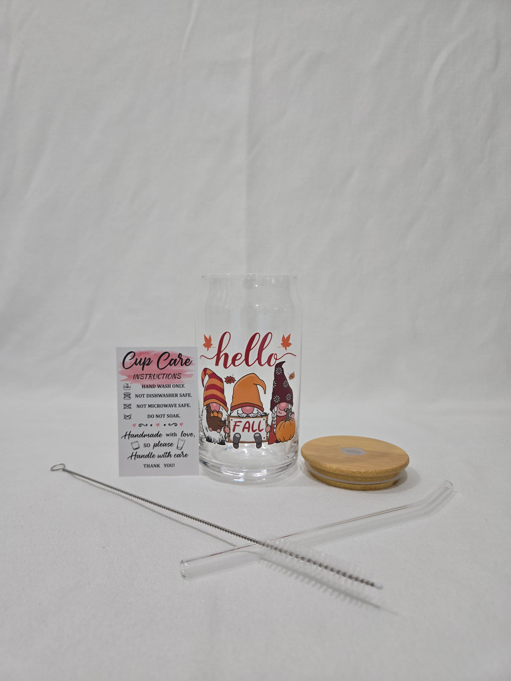 Fall Glass Cup, 17.58 oz, "Hello"