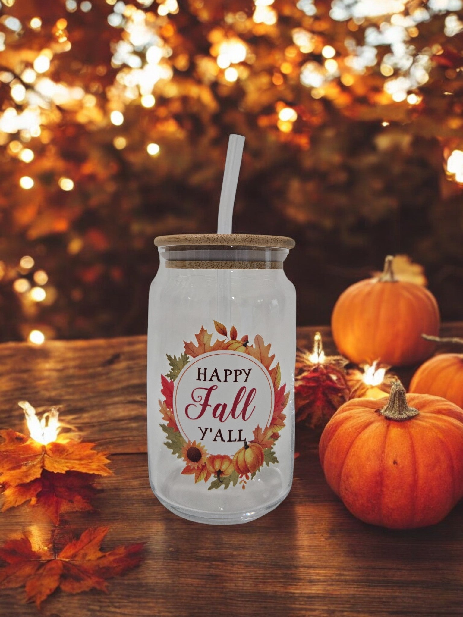 Fall Glass, 17.58 oz, Happy Fall Y'All