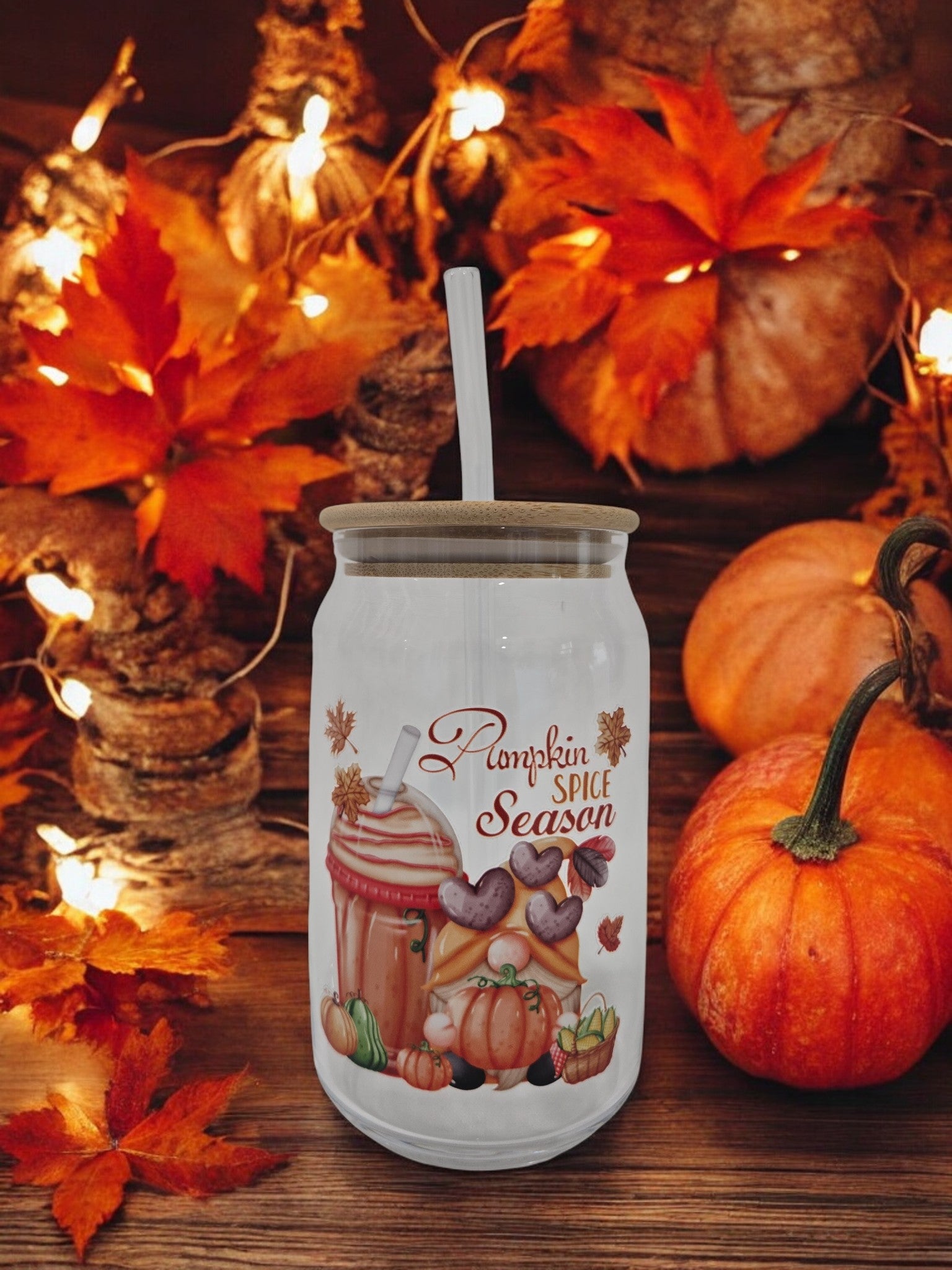 Fall Glass Cup, 17.58 oz, "Pumpkin Spice Season"