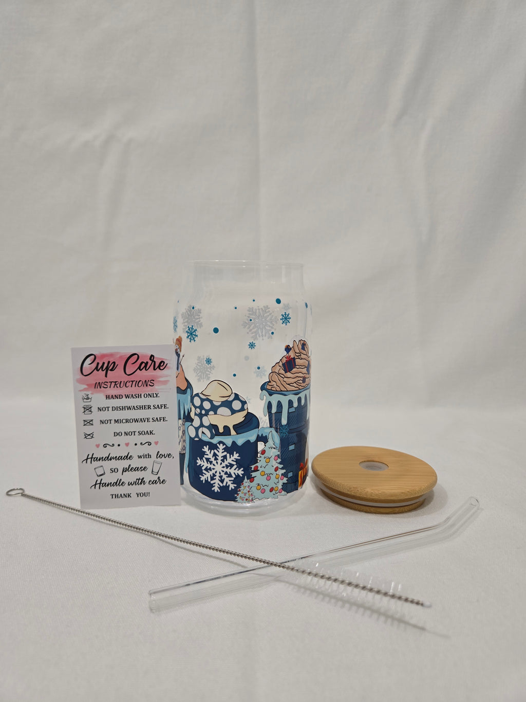 Christmas Glass Cup, 17.58 oz, drinks, snowman