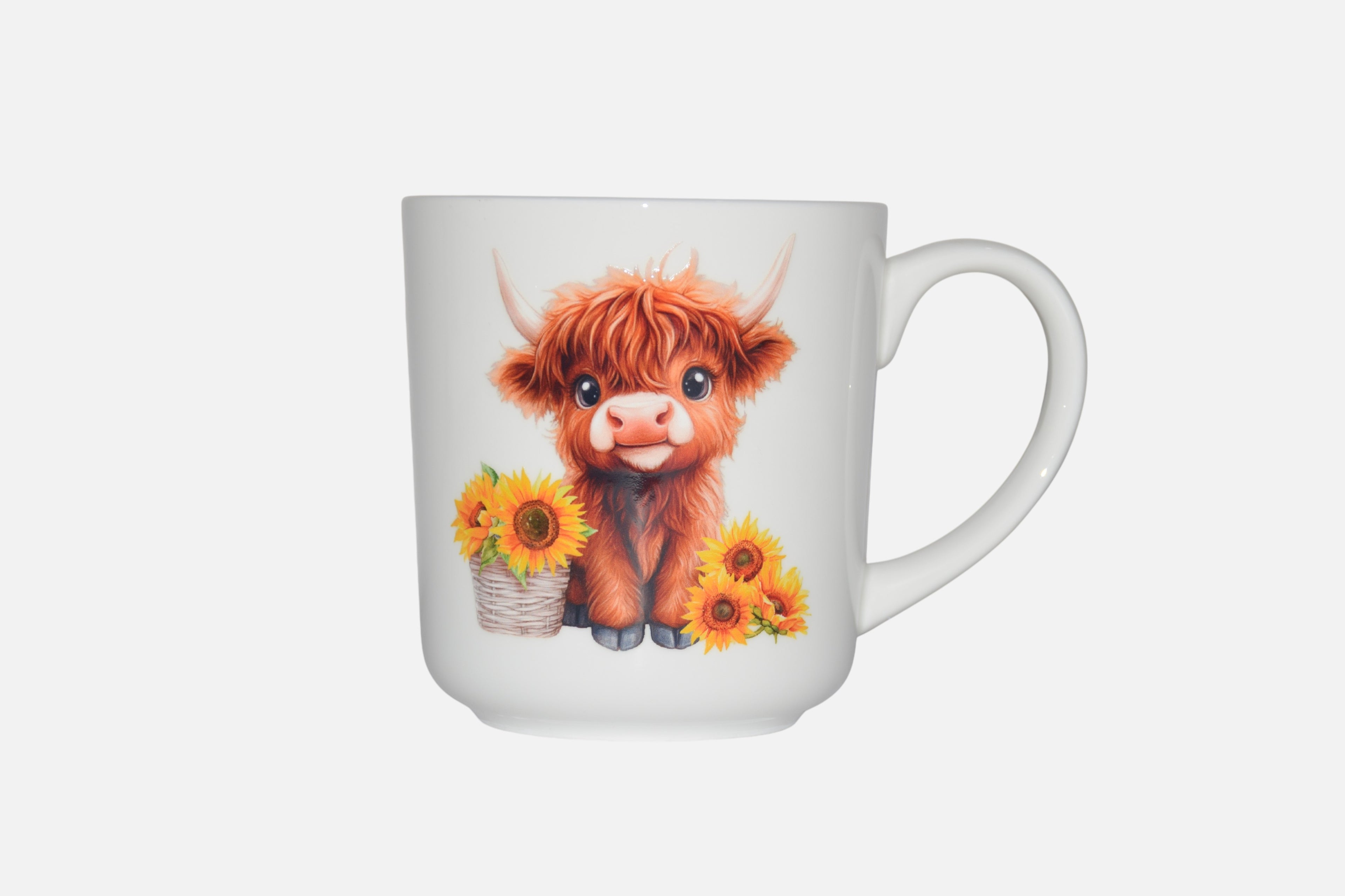 Highland Cow and sunflowers coffee mug
