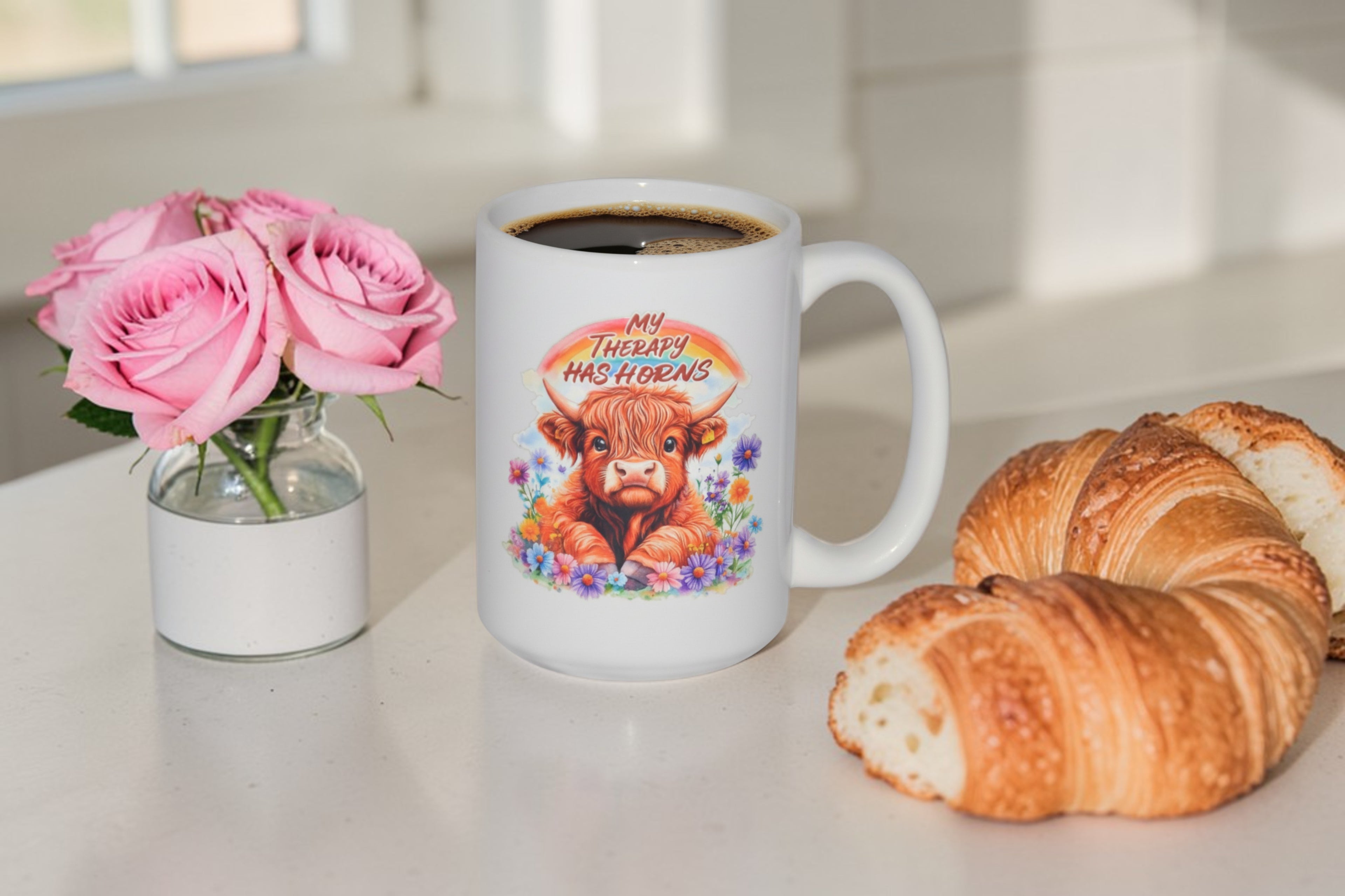 "My Therapy has Horns" coffee mug