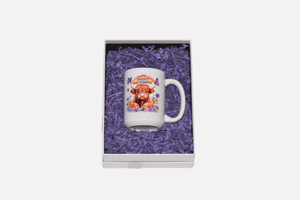 "My Therapy has Horns" coffee mug