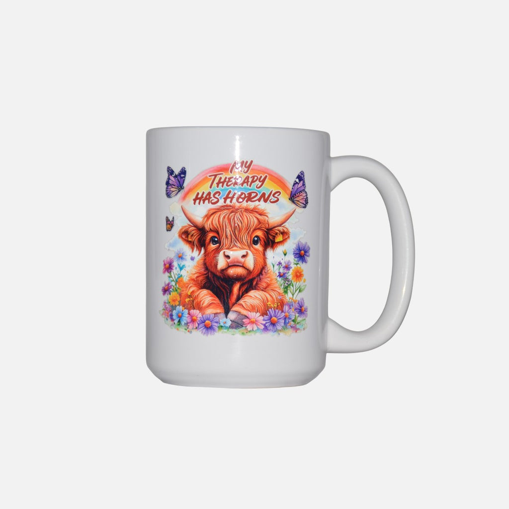 "My Therapy has Horns" coffee mug