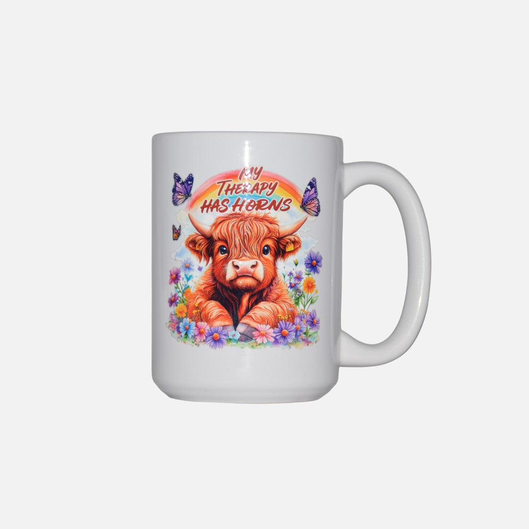 "My Therapy has Horns" coffee mug