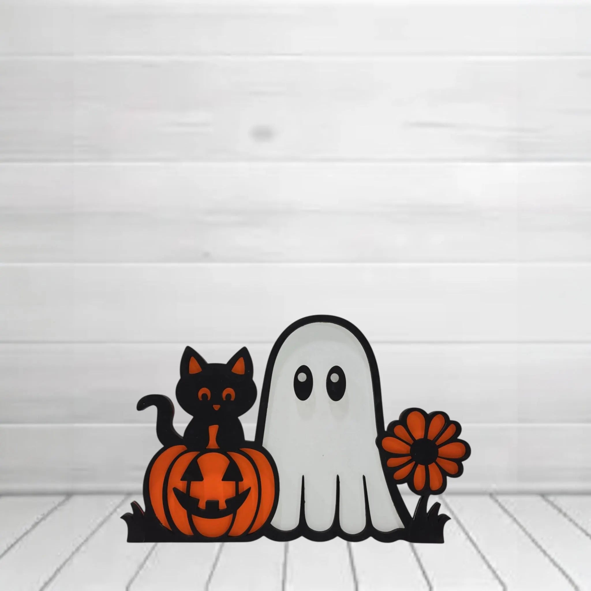 Halloween Wooden DIY Ghost and Cat Kit