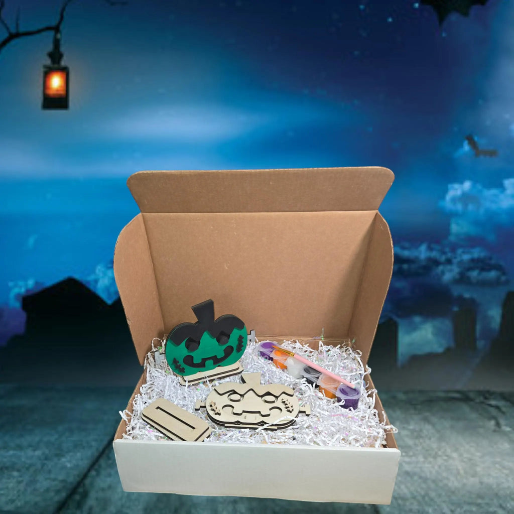 Halloween Wooden DIY Kit Franken-Pumpkin, Poison Bottle and Gnome