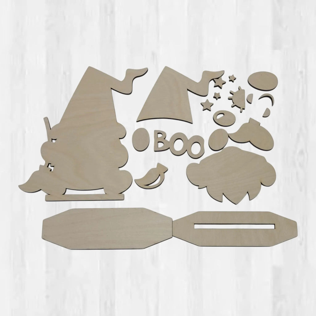 Halloween Wooden DIY Kit Franken-Pumpkin, Poison Bottle and Gnome