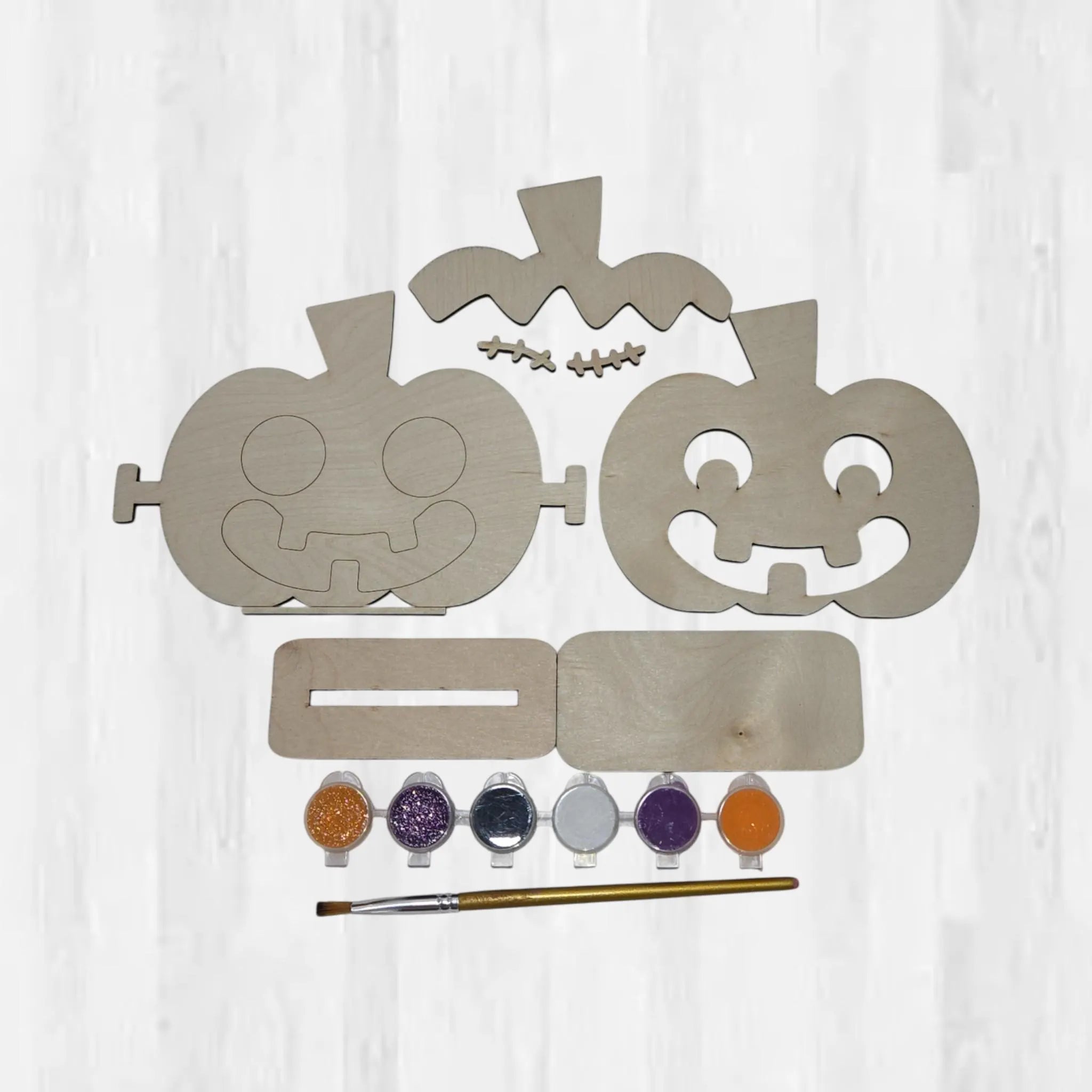 Halloween Wooden DIY Kit Franken-Pumpkin, Poison Bottle and Gnome